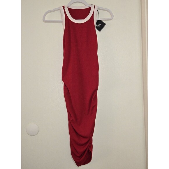 Zaful Women's Red‎ Summer Sleeveless Bodycon Dress Crew Neck Ribbed Tank Size 4 - Picture 3 of 7